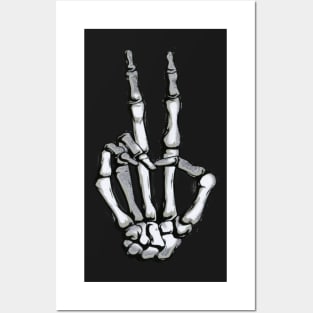 Skeleton Hand Peace Sign Posters and Art